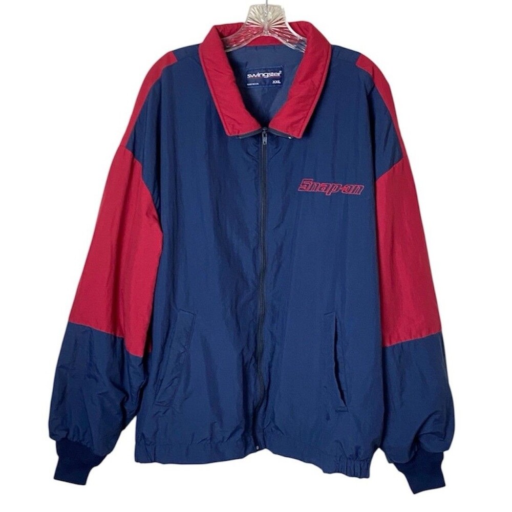 Vintage 90s Snap-On Tools Swingster Jacket XXL Made in USA Blue Red Colorblock